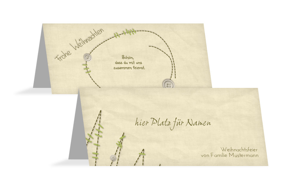 Weihnachten Tischkarte Nahtbaum Weihnachten Tischkarte Nahtbaum