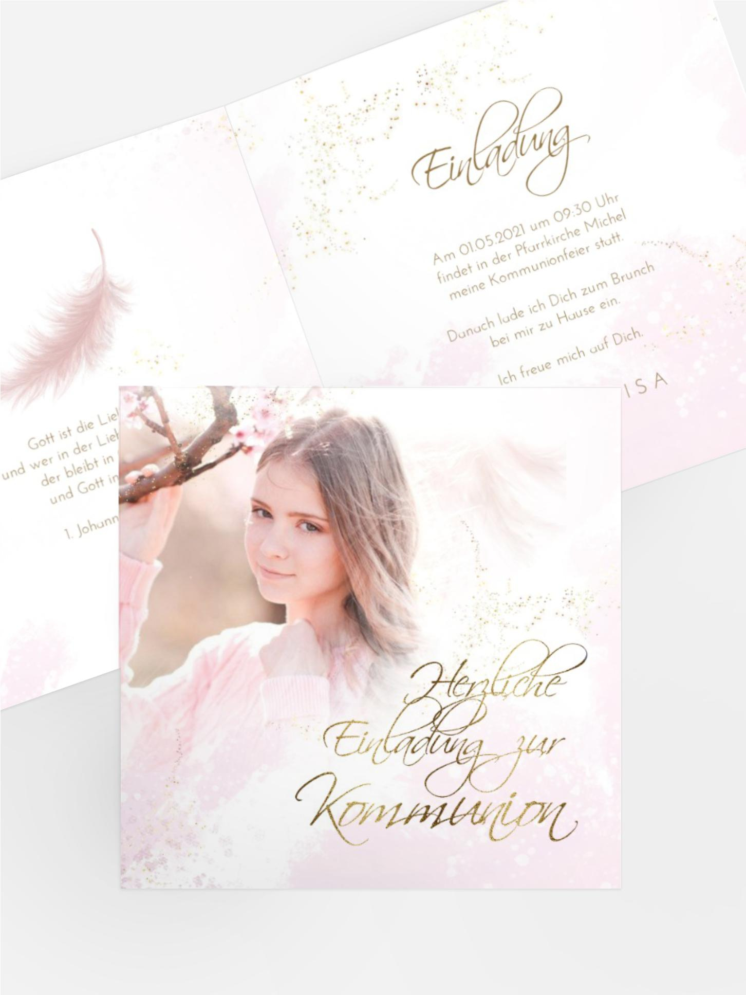 Einladungskarte Kommunion Leichtigkeit