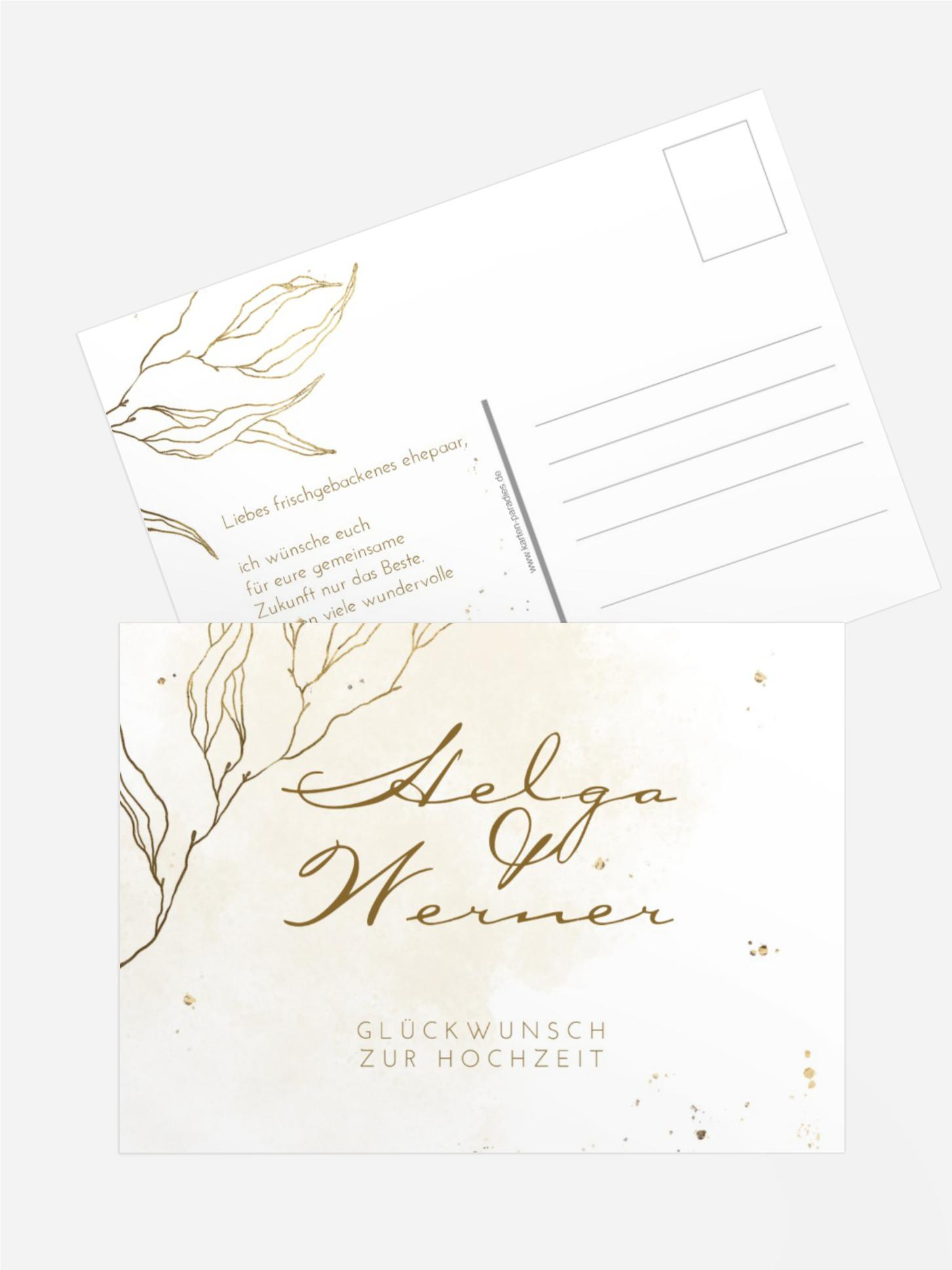 Glückwunschkarte zur Hochzeit Edle Blattstruktur