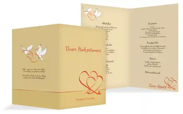 Menükarte Turteltäubchen