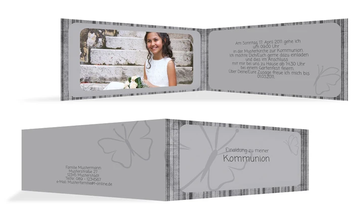 Einladungskarte Kommunion Butterfly 2