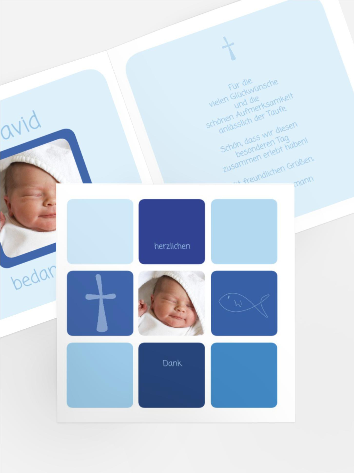 Dankeskarte Taufe Kästchen