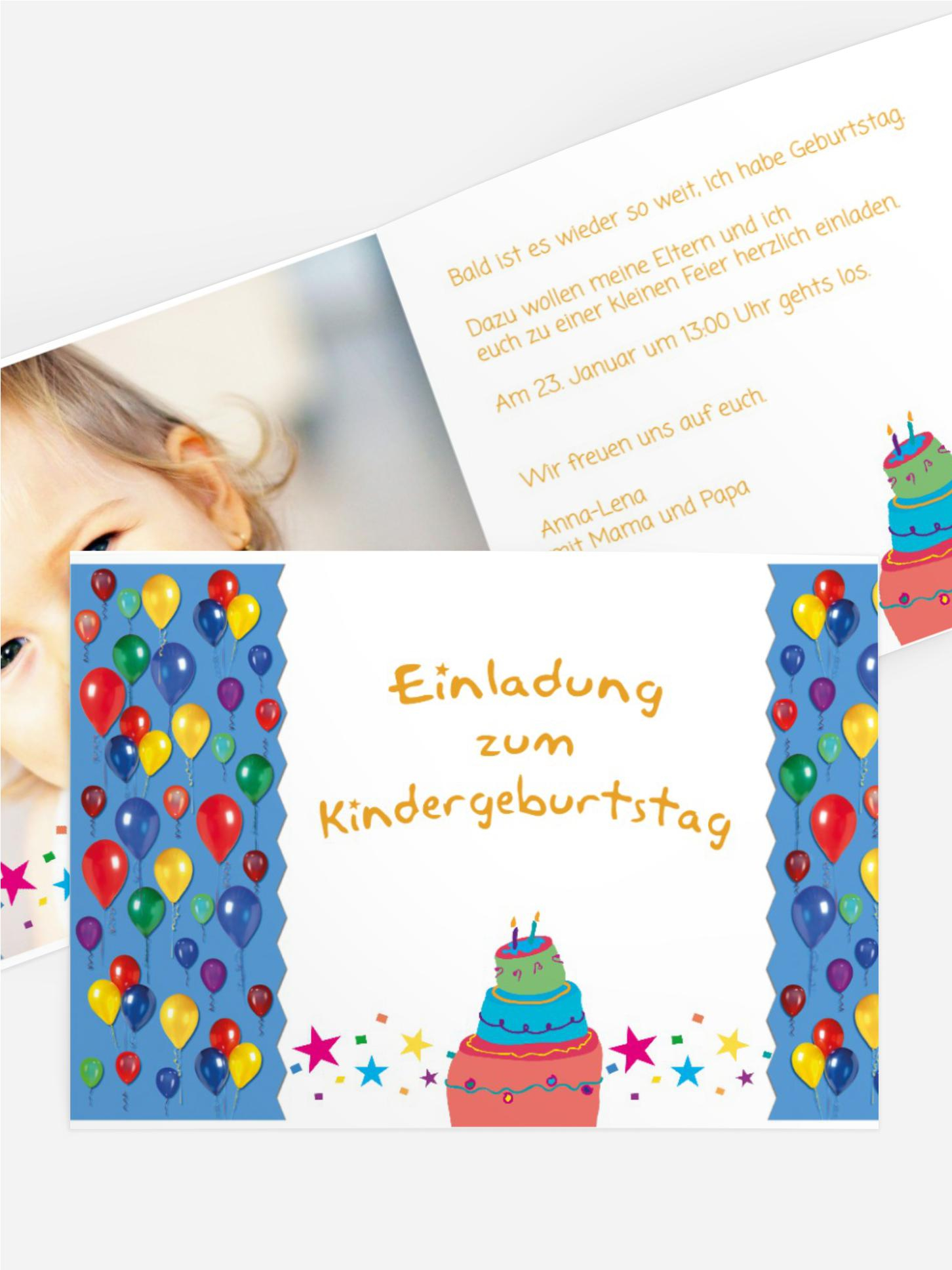 Geburtstagseinladung Kleinkinder Luftballon Foto