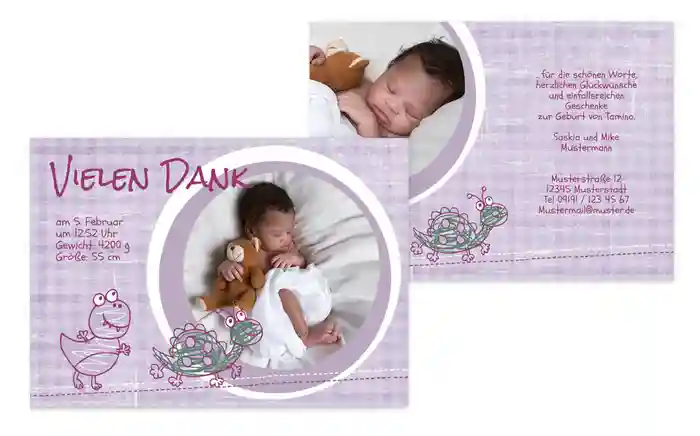 Geburt Dankeskarte Schildi