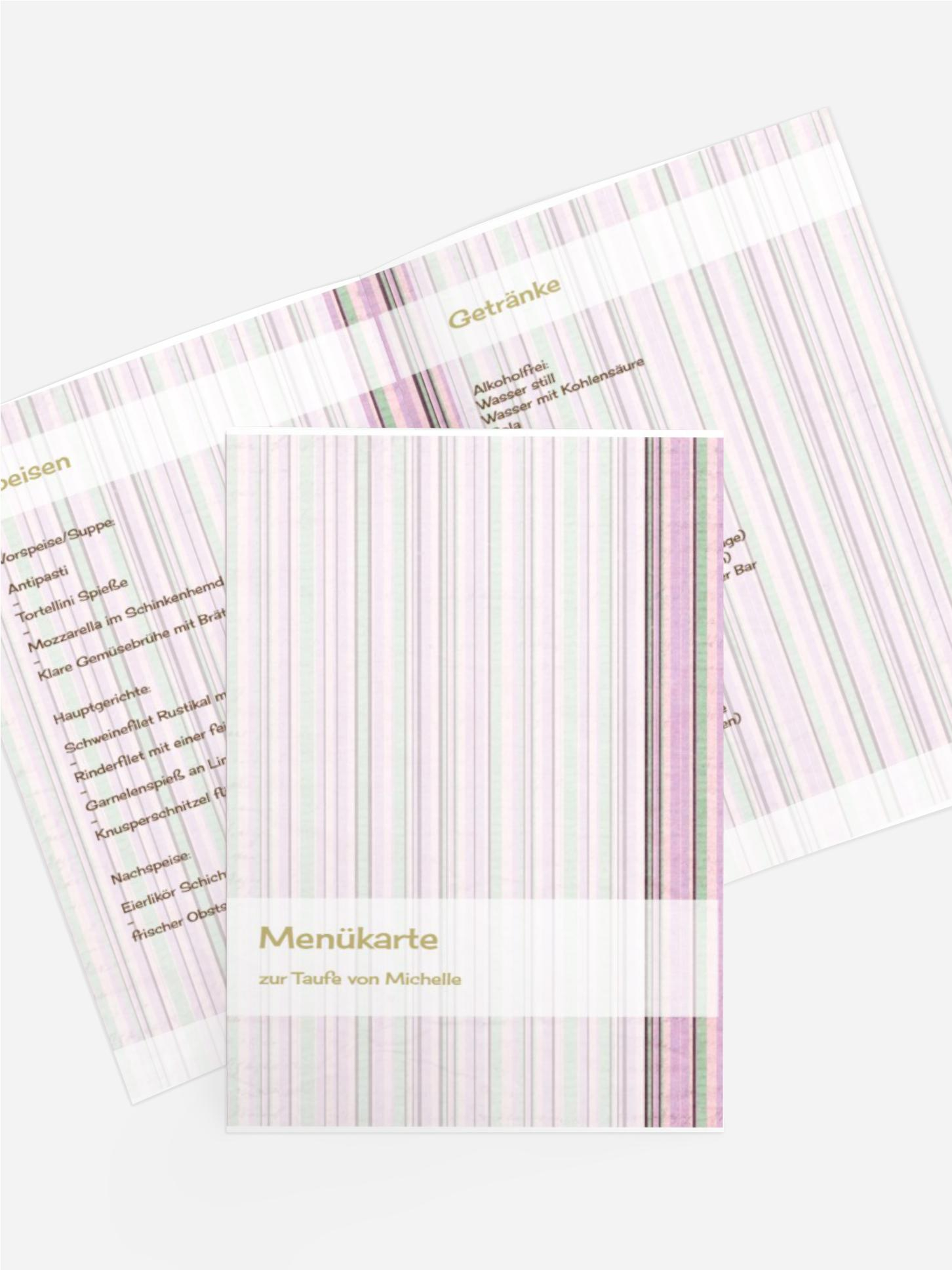 Taufe Menükarte zarter Farbklang