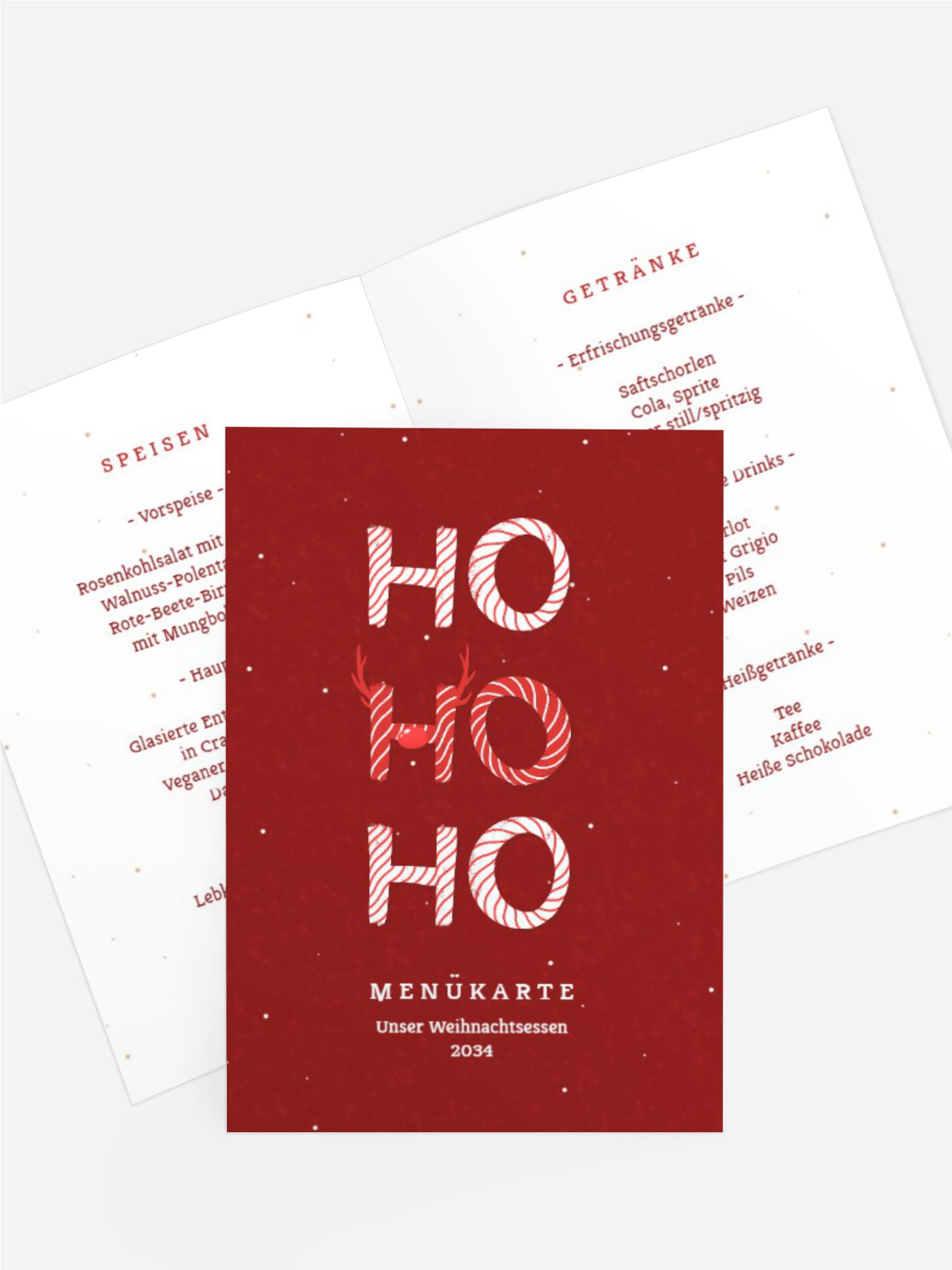 Weihnachtsmenükarte Ho Ho Ho Sweets