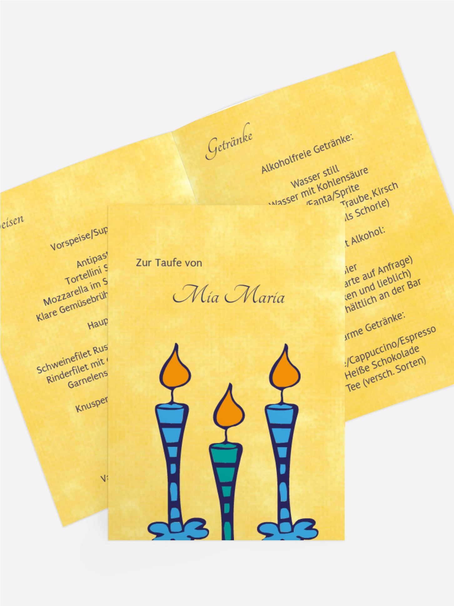 Menükarte Taufe Kerze