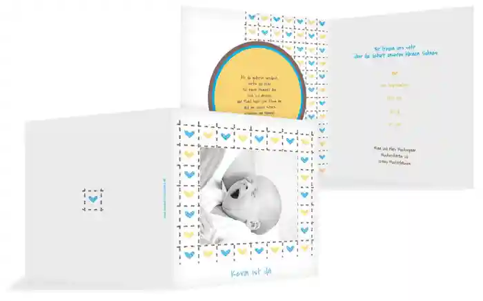 Baby Dankeskarte Herzrahmen