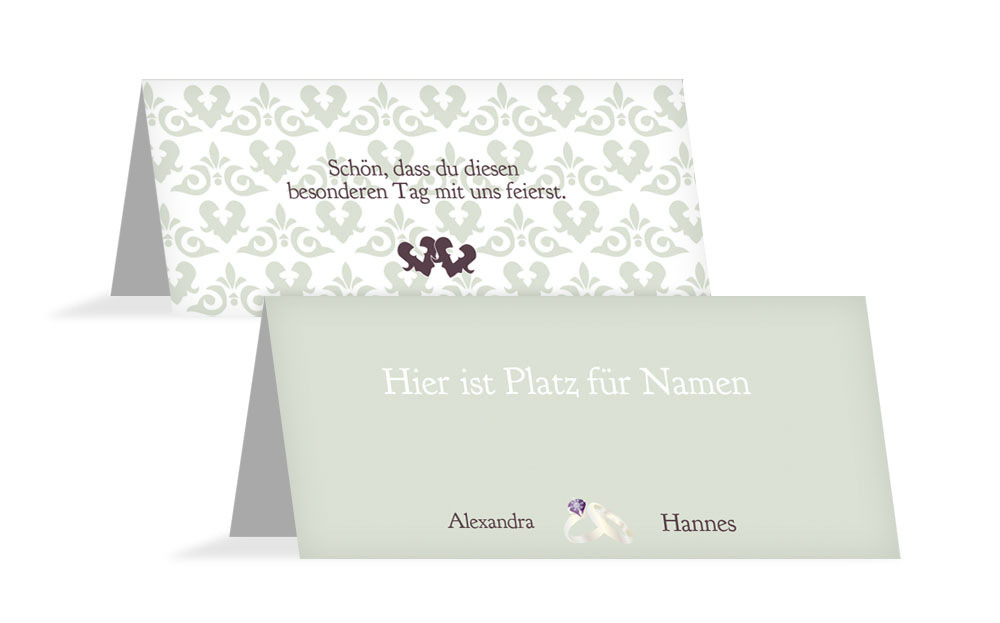 Tischkarte Ornament mit Herz Tischkarte Ornament mit Herz