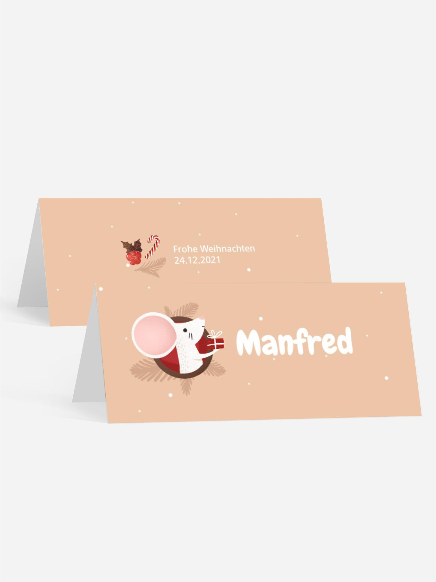 Weihnachtstischkarte Weihnachtsmaus