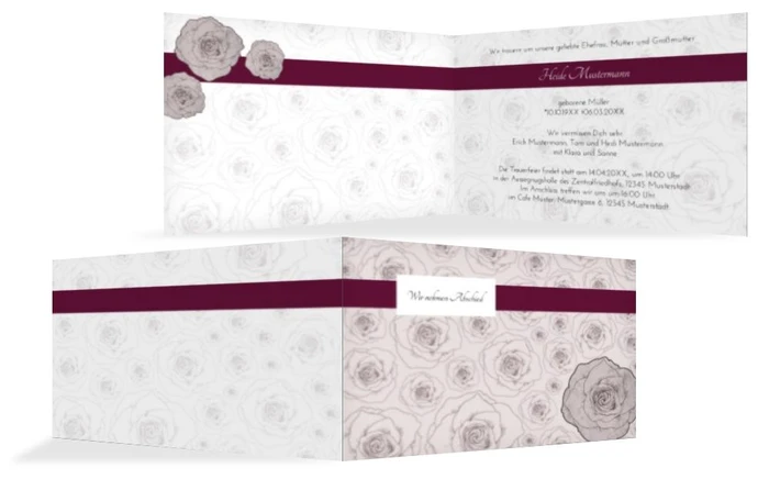 Trauerkarte Rosenmeer quer