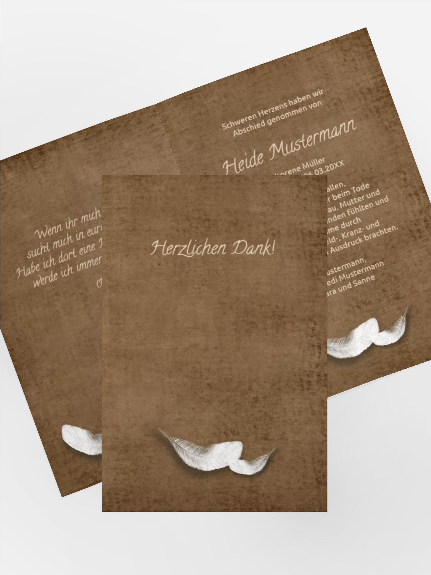 Dankeskarte Feder hoch