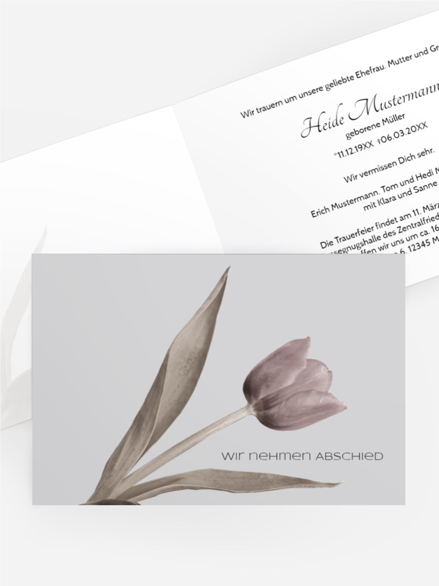 Trauerkarte Tulpe quer