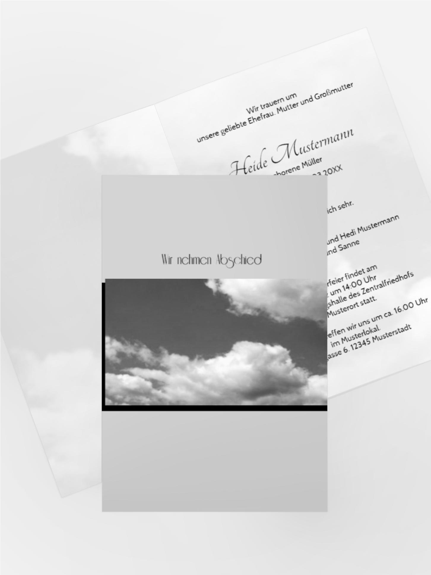 Trauerkarte Wolkenhimmel 2 hoch Trauerkarte Wolkenhimmel 2 hoch