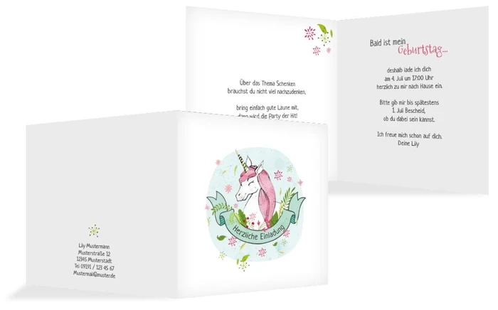 Geburtstagseinladung Einhorn
