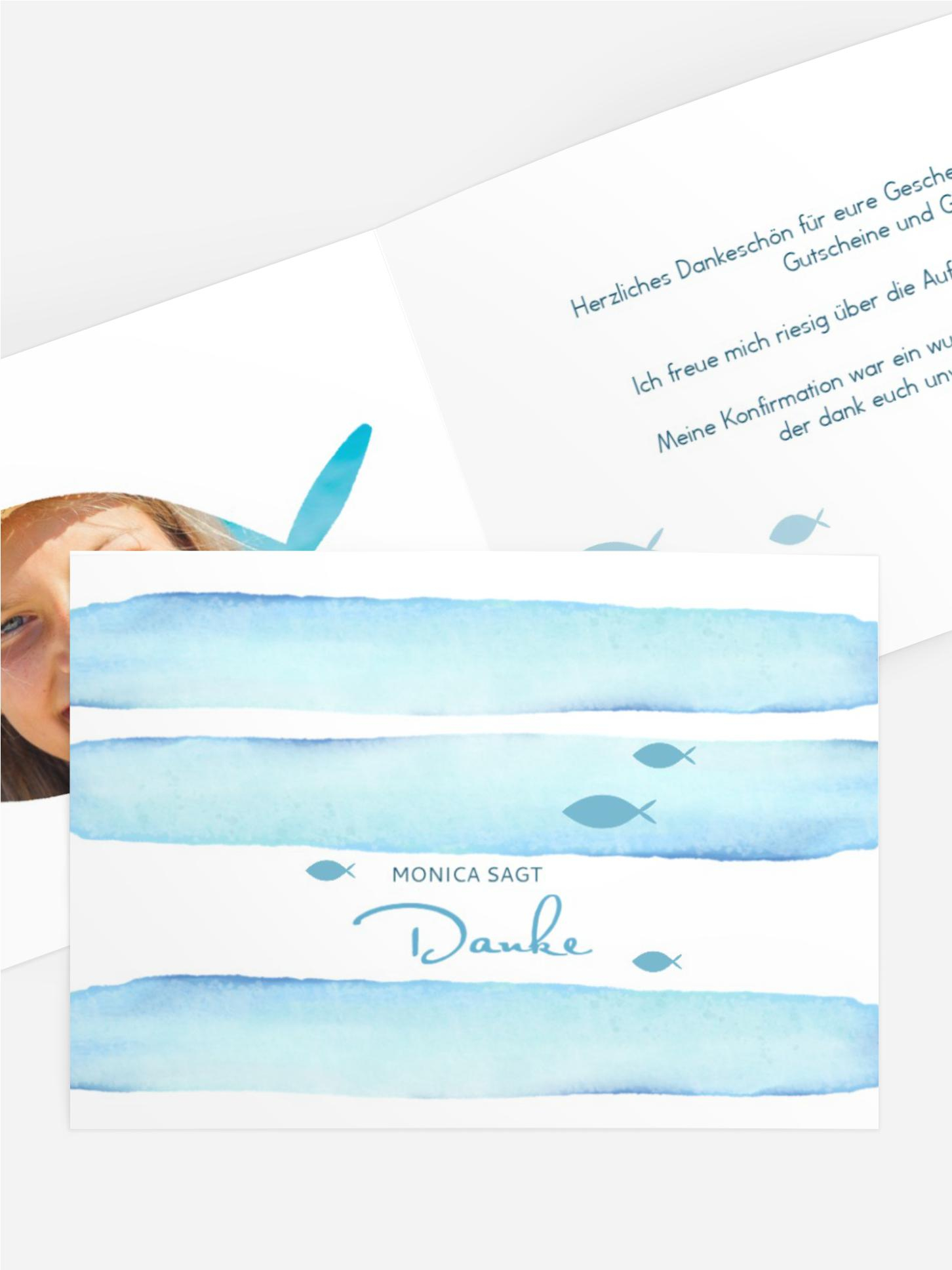 Dankeskarte Konfirmation Aquarellfisch