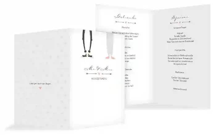 Menükarte zur Hochzeit Pärchen Menükarte zur Hochzeit Pärchen