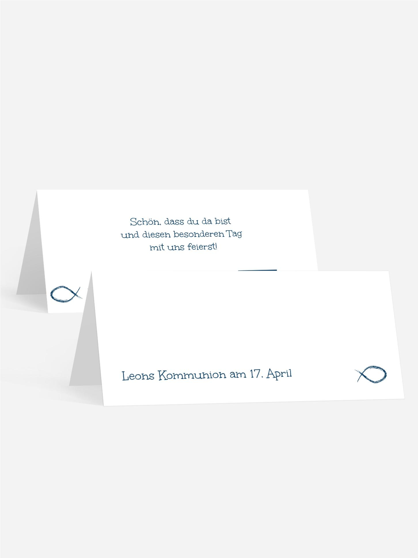 Tischkarte Kommunion Fische