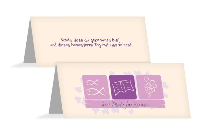 Tischkarte Kommunion Blatt