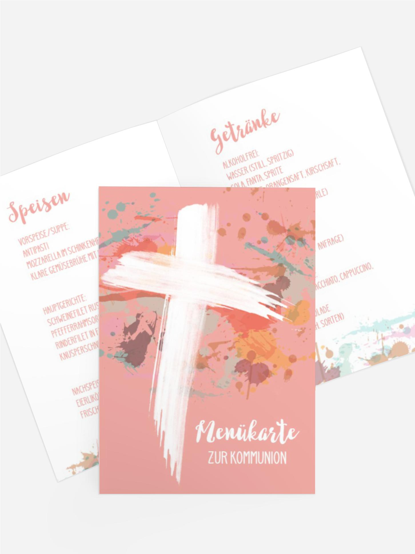 Menükarte Kommunion Einfach Bunt