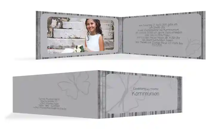 Einladungskarte Kommunion Butterfly 2