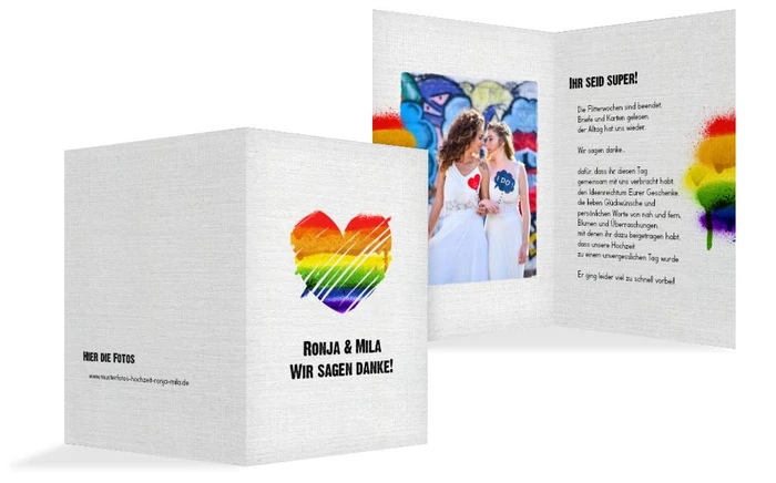 Hochzeit Dankeskarte Regenbogenliebe