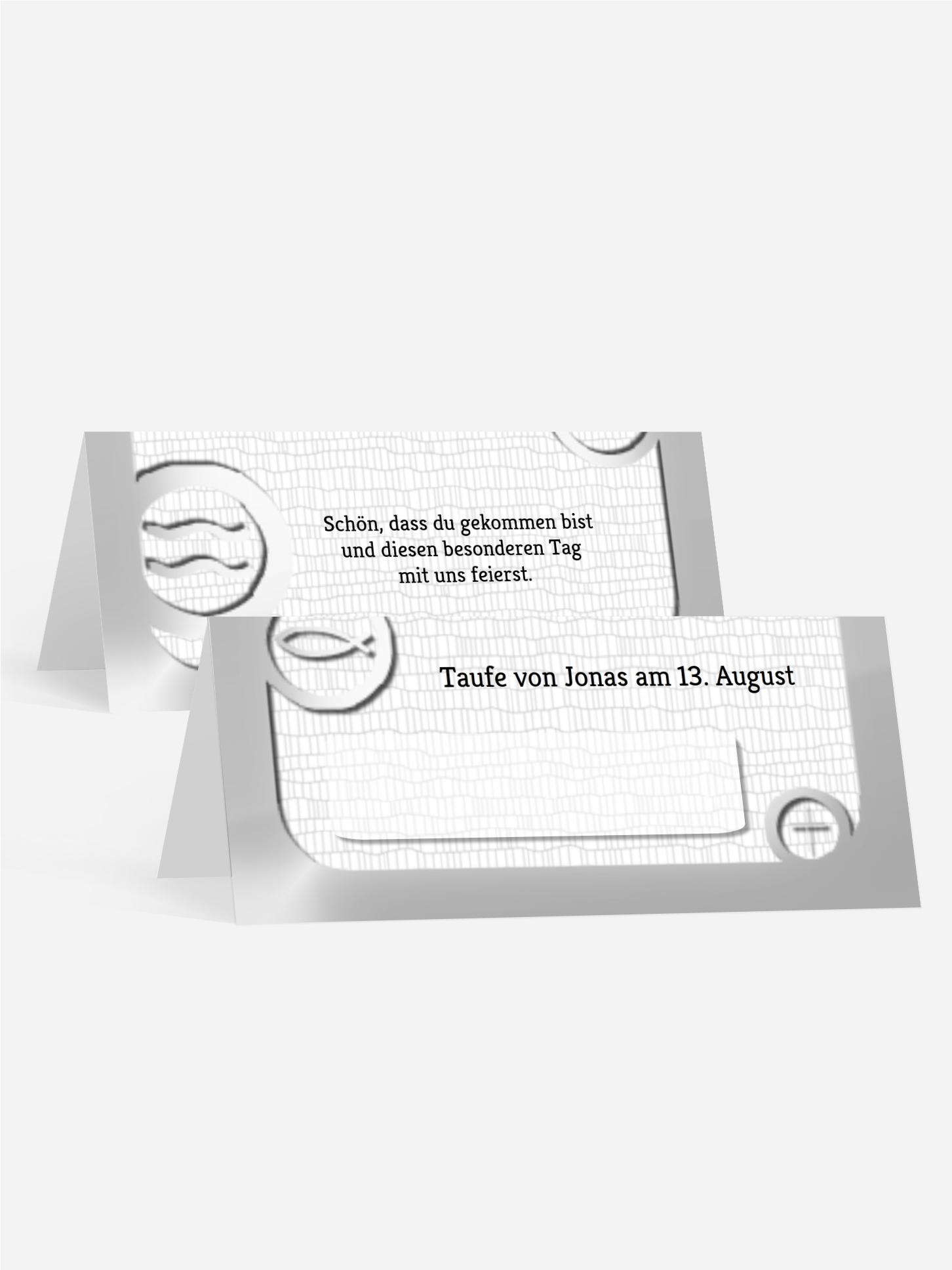 Tischkarte Taufe Taufsymbolrahmen