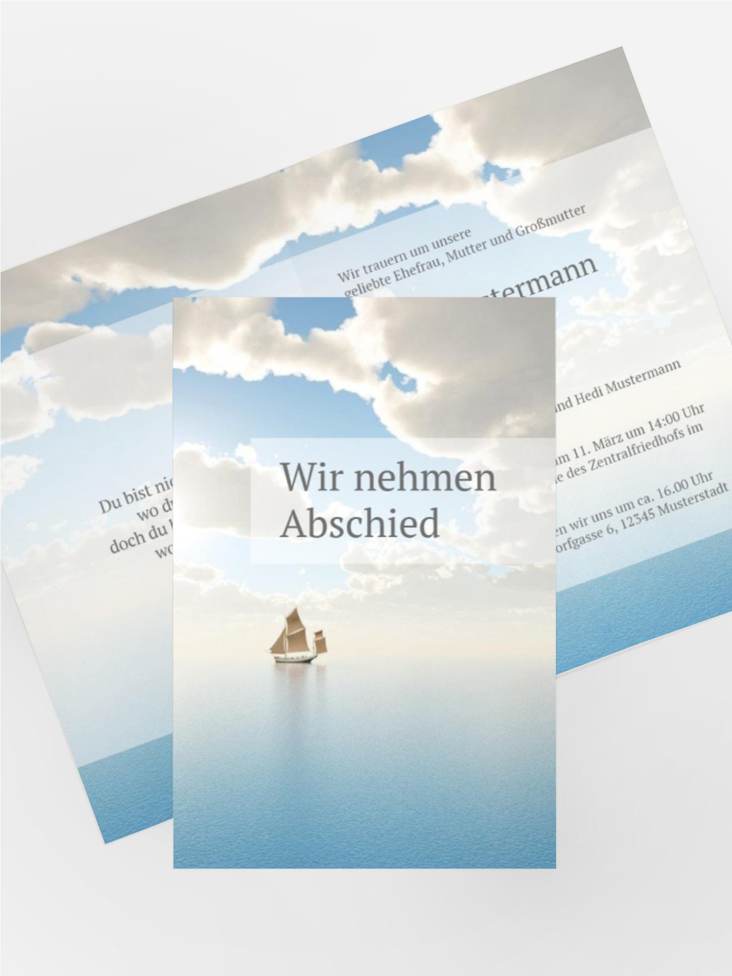 Trauerkarte Schiff hoch