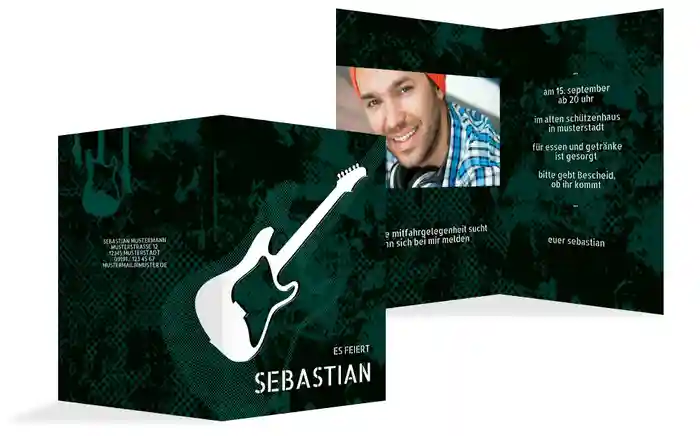 Einladung zum Geburtstag Karte Guitar