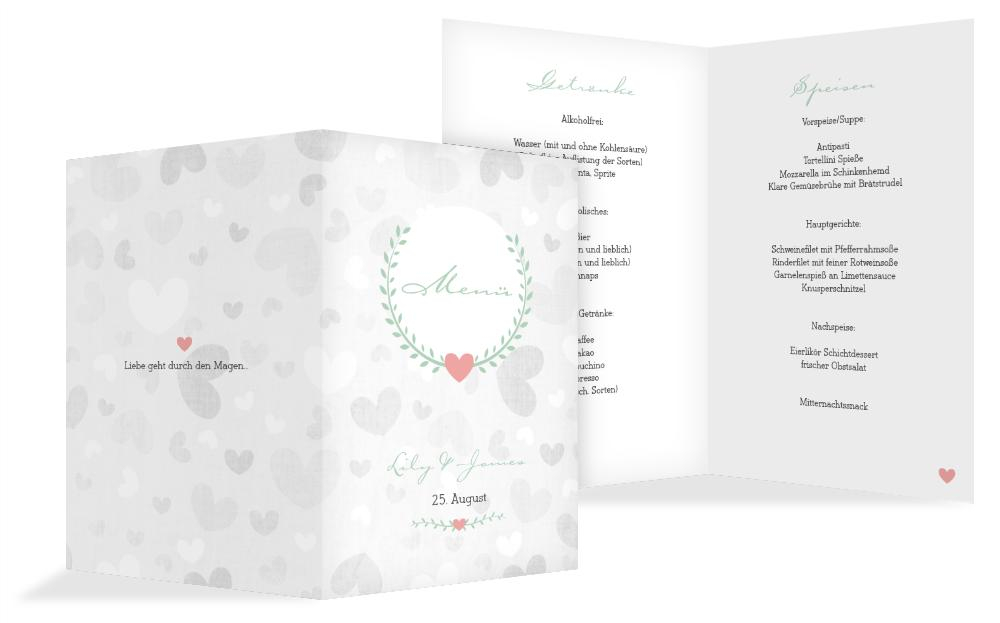 Hochzeitsmenükarte Zarte Ranke