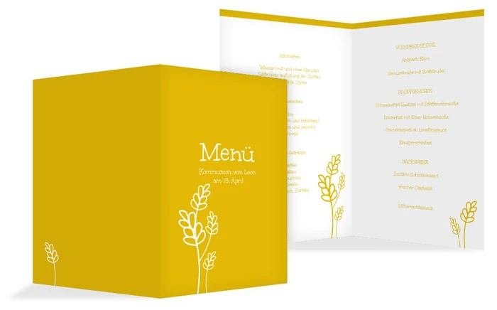 Menükarte Kommunion Gräser
