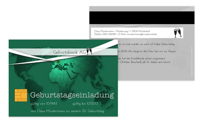 Einladungskarte Geburtstag Kreditkarte