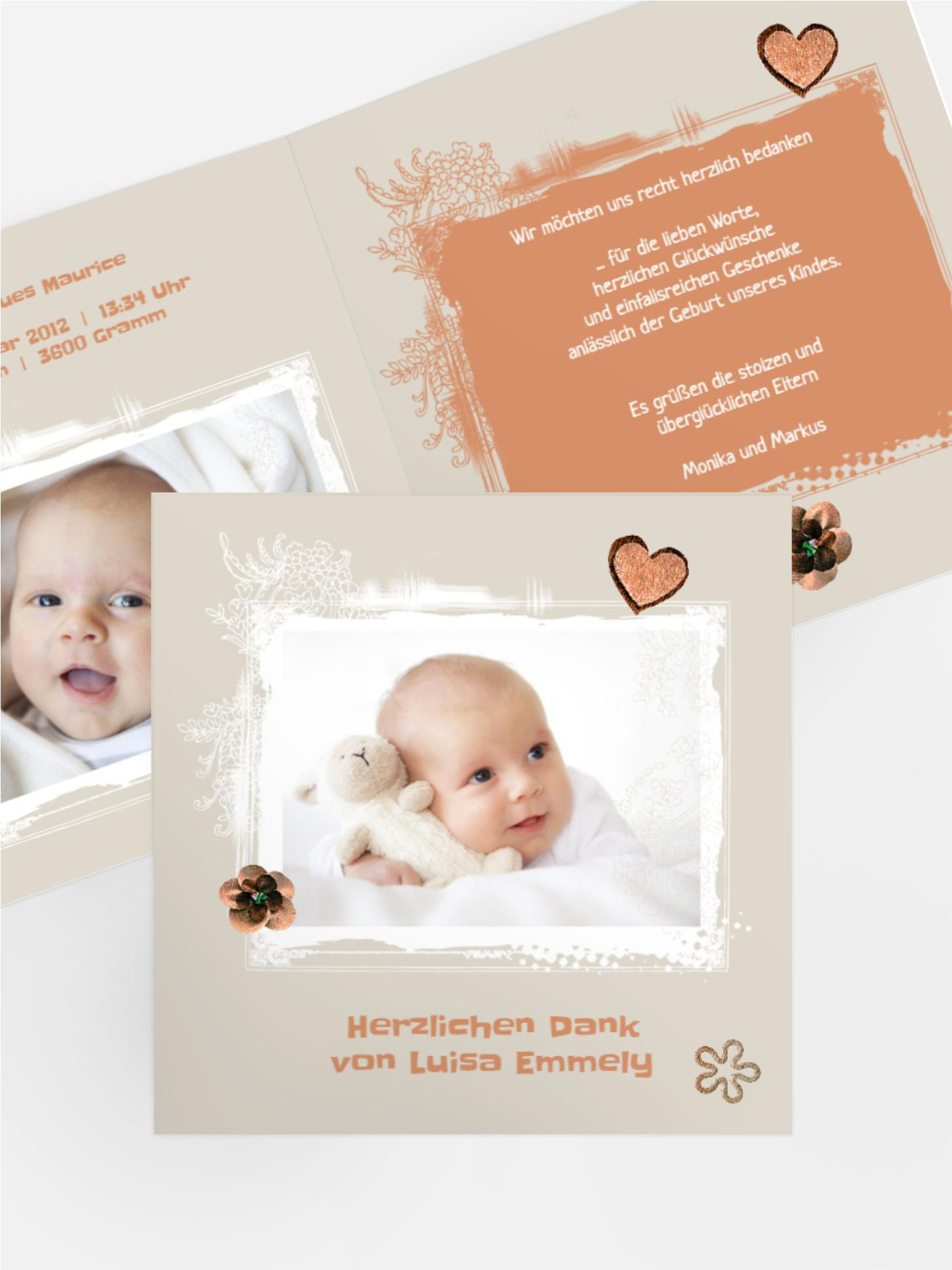 Geburtsdankeskarte zarte Blüte Geburtsdankeskarte zarte Blüte