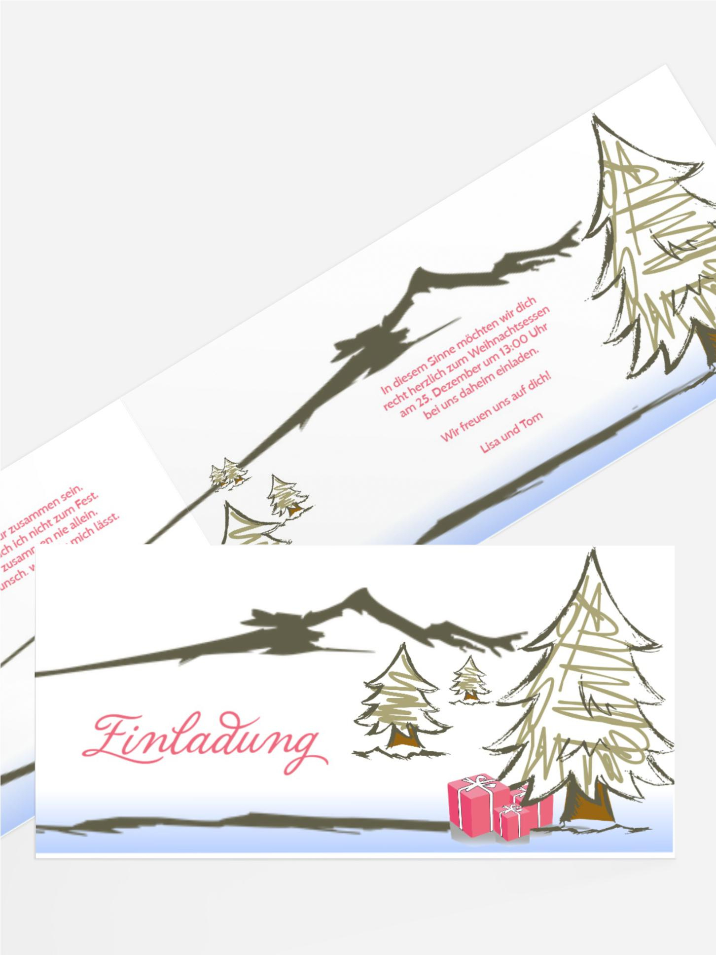 Einladungskarte Privat Weihnachten Scribble