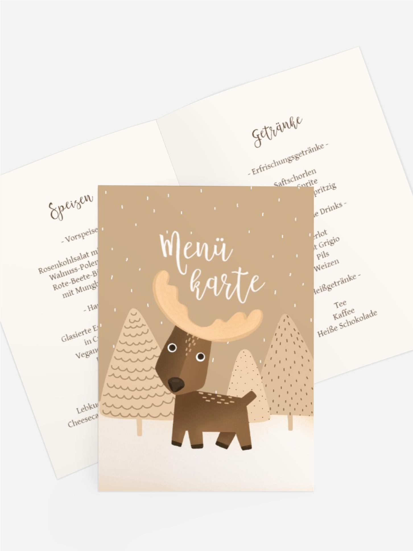 Weihnachtsmenükarte Kleiner Hirsch