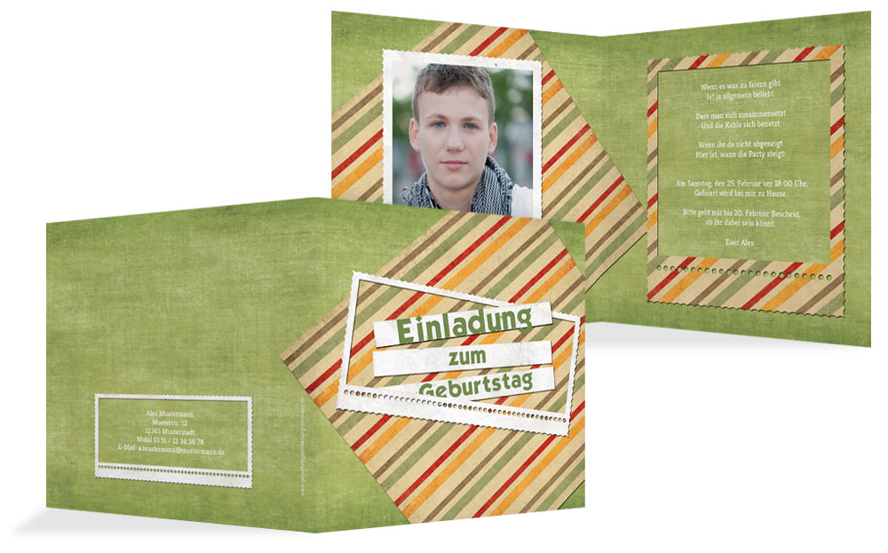 Einladungskarte für Jugendliche color stripes Foto Einladungskarte für Jugendliche color stripes Foto