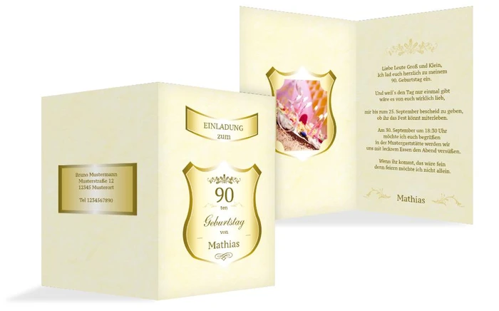 Geburtstagseinladung 90 label Foto