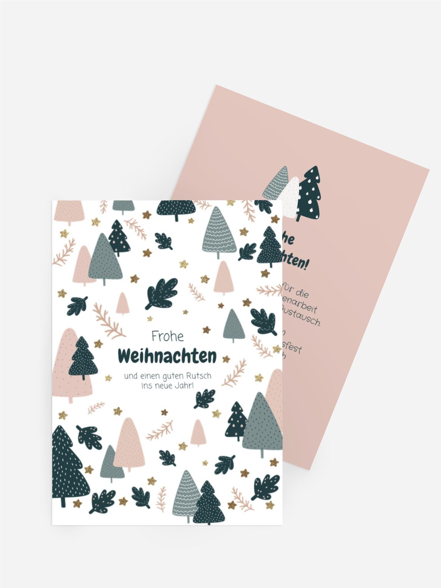 Grußkarte Weihnachten Pastell-Wald