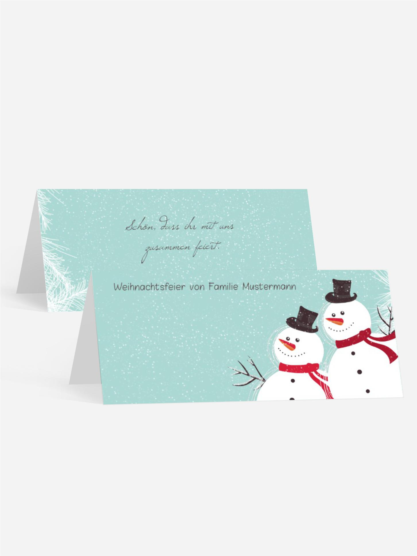 Weihnachtstischkarte Schneemänner