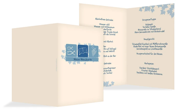Menükarte Kommunion Blatt Menükarte Kommunion Blatt