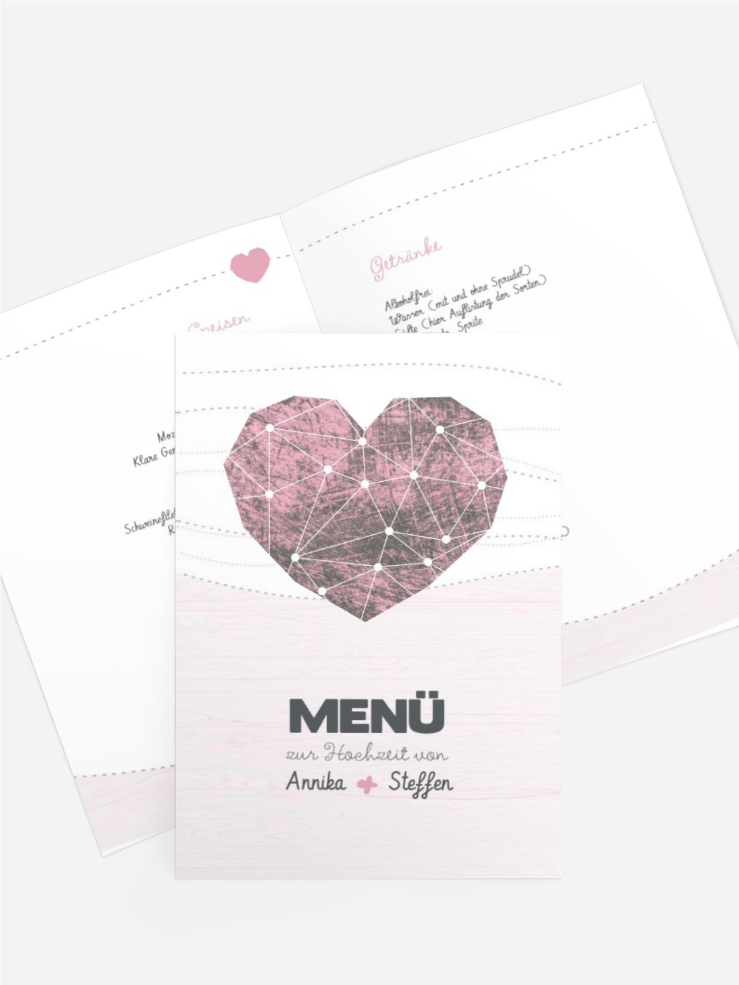 Menükarte zur Hochzeit Sternenbild