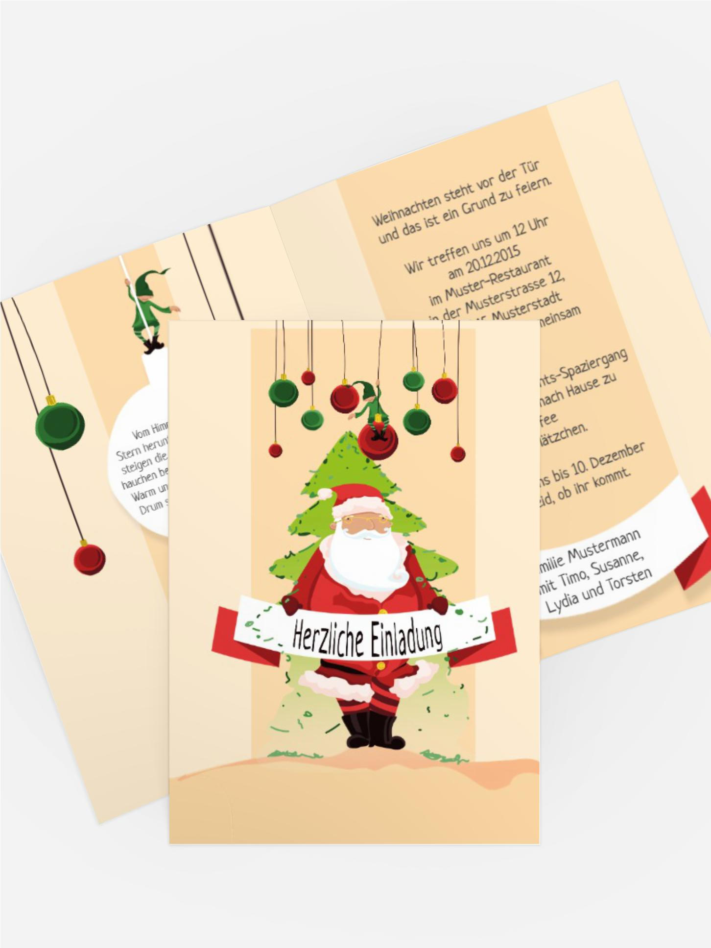 Weihnachtseinladung Wichtel