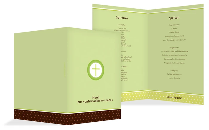 Konfirmation Menükarte Kreuzhostie Konfirmation Menükarte Kreuzhostie