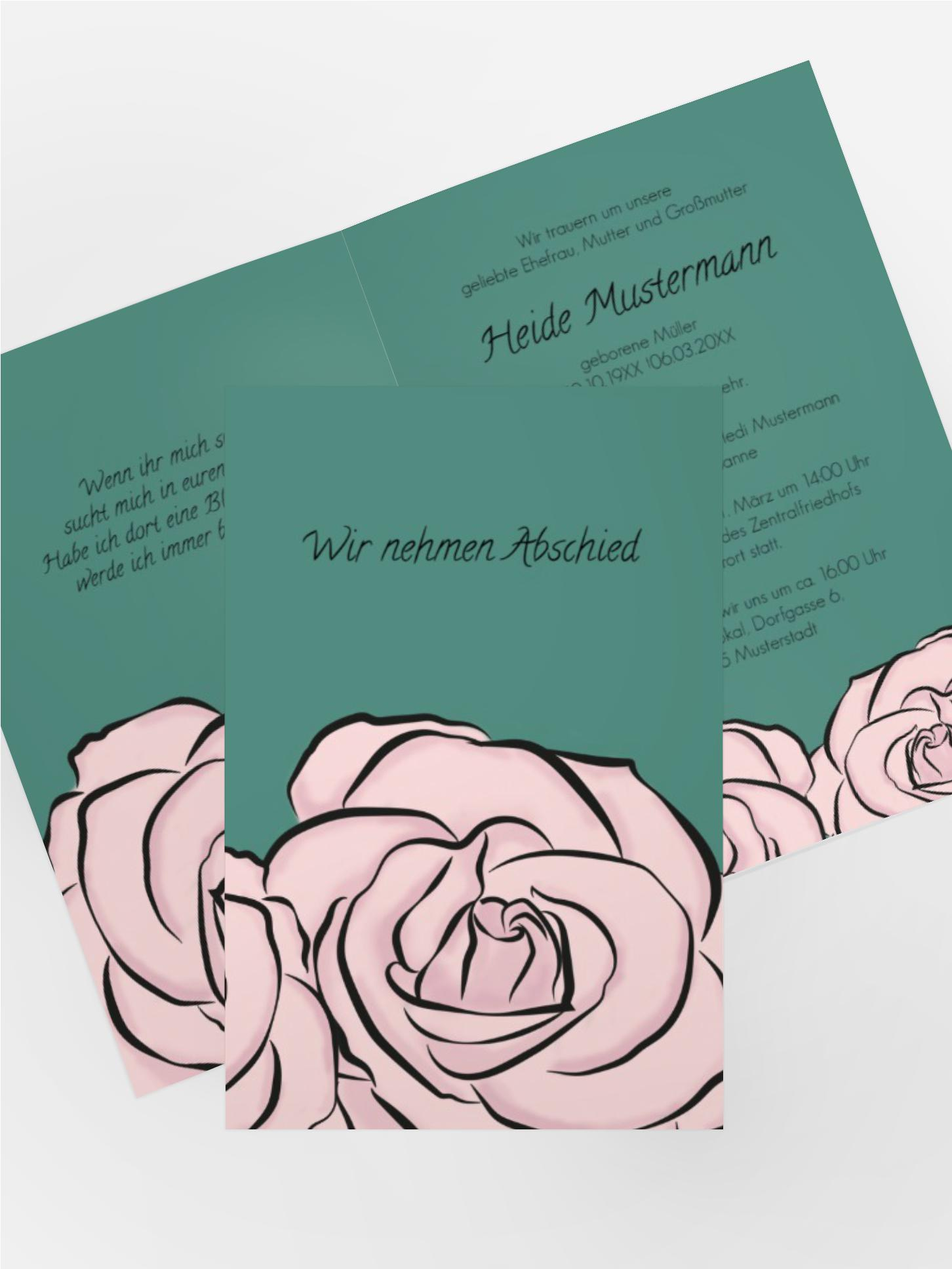 Trauerkarte Rosen hoch