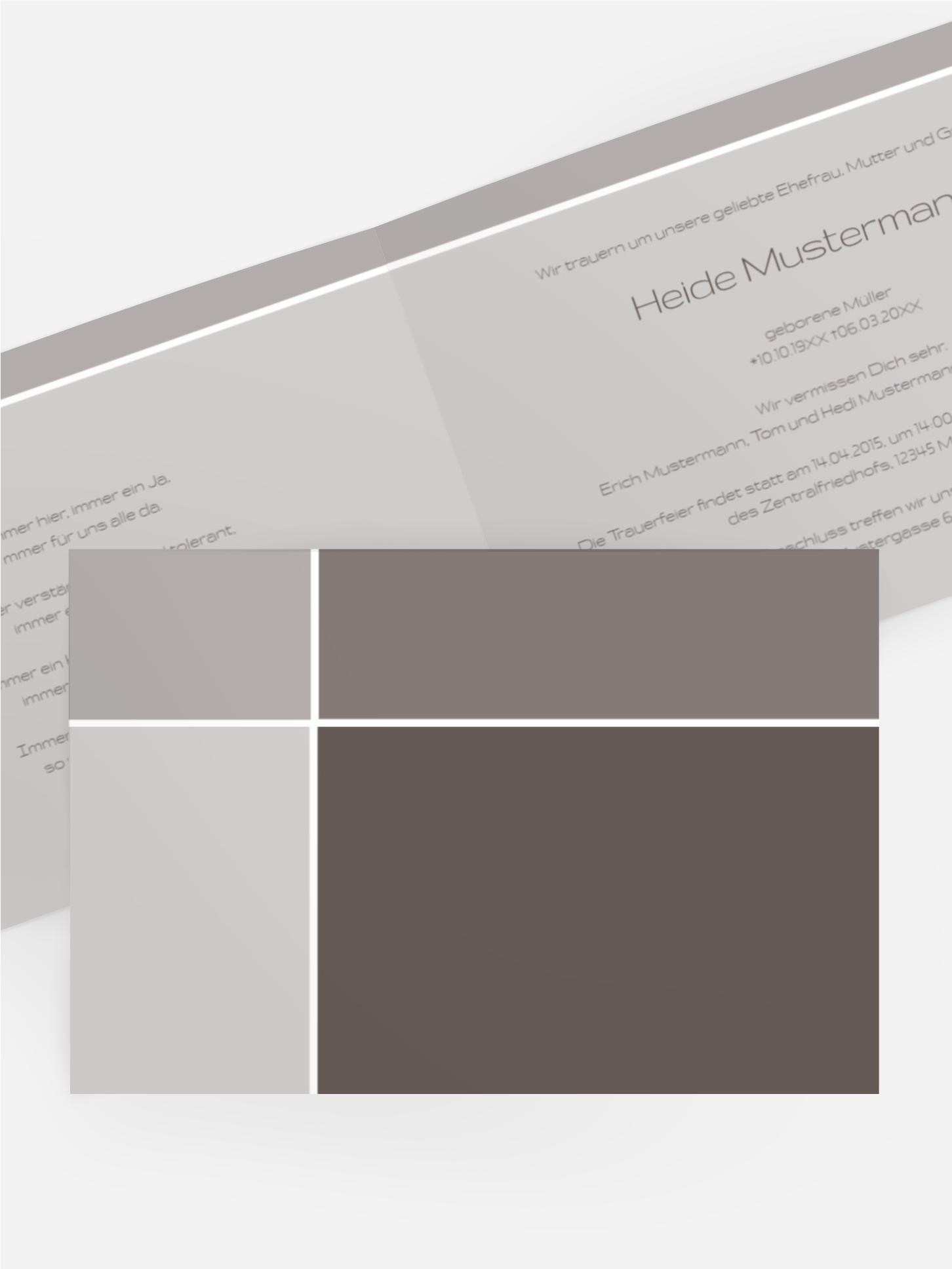Trauerkarte discreet cross quer