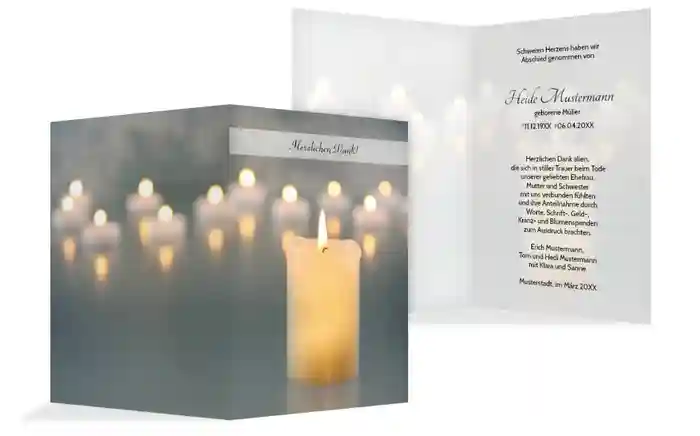 Dankeskarte Kerzenlichter hoch