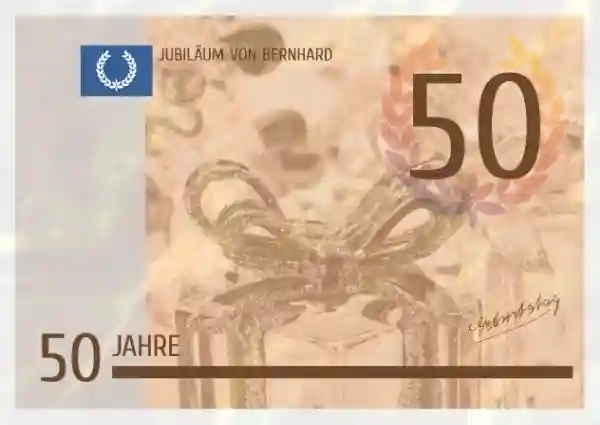 Einladungskarte zum Geburtstag Geldschein 50