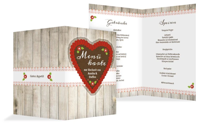 Menükarte zur Hochzeit München