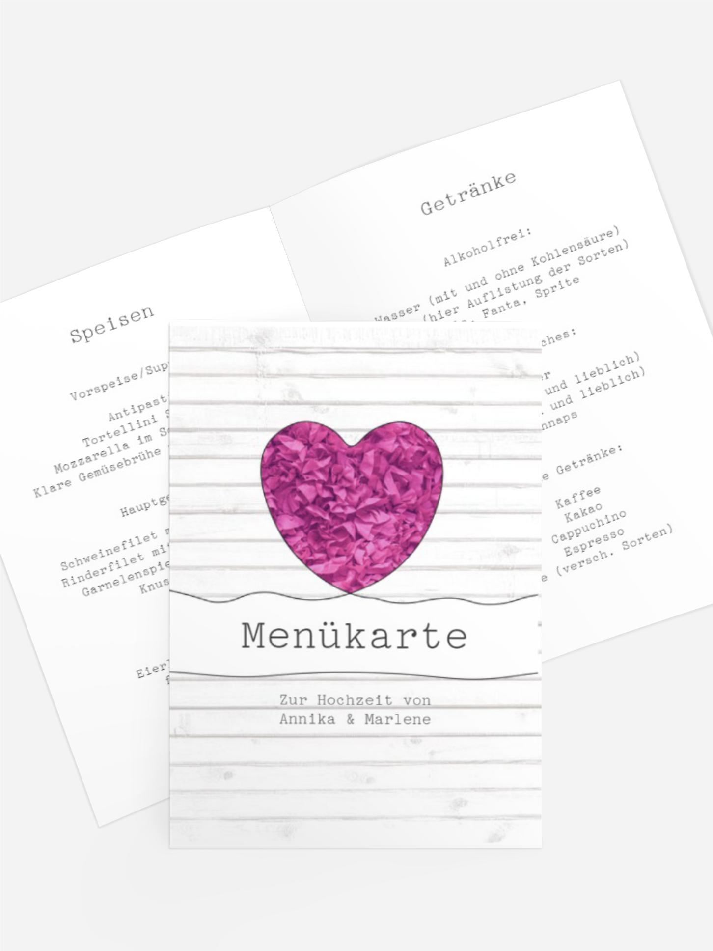 Menükarte zur Hochzeit Mrs+Mrs Menükarte zur Hochzeit Mrs+Mrs