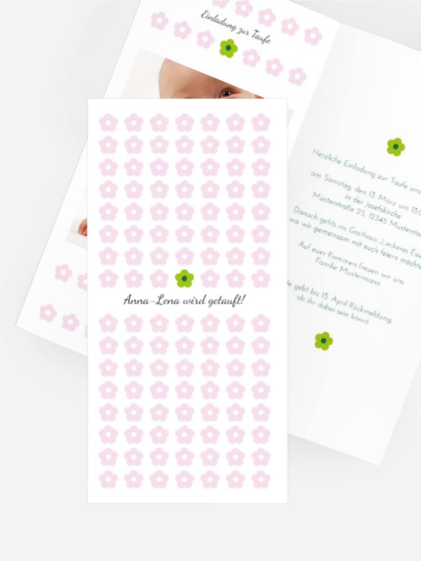 Taufe Einladung Blumentapete